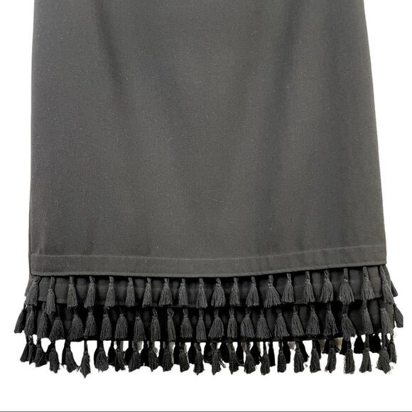 Zara Black Tassel Hem Boho Short Sleeved Shift Mini Dress Size S - Picture 7 of 8